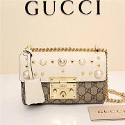 Gucci Padlock Bee Star Small Shoulder Bag 432182 White - 1