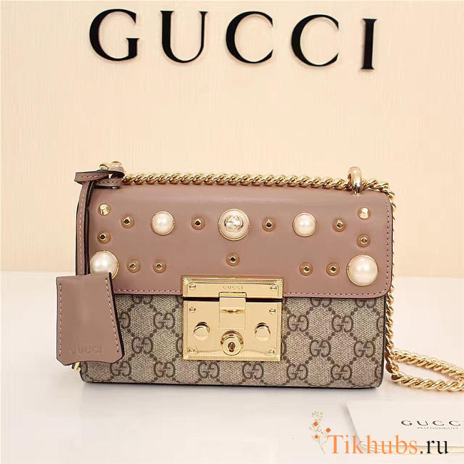 Gucci Padlock Bee Star Small Shoulder Bag 432182 Pink - 1