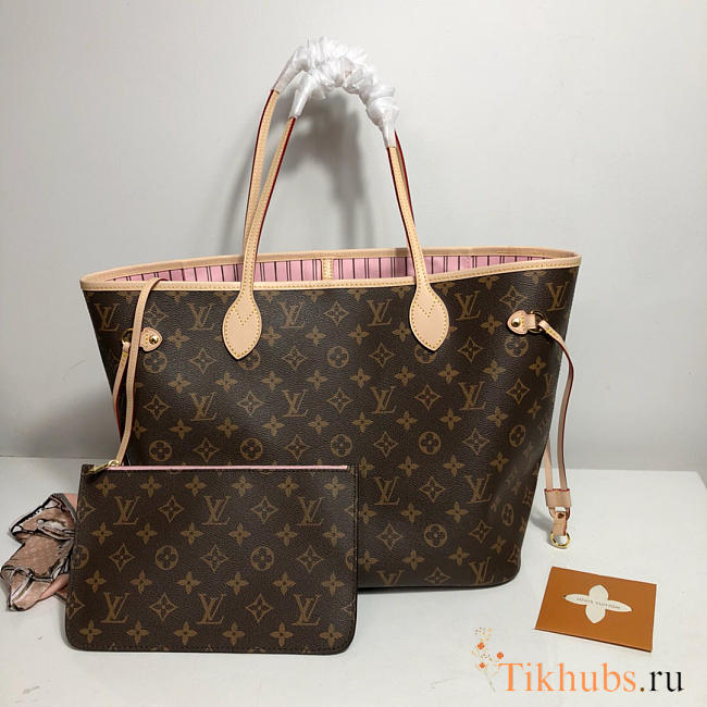 LV Neverfull Shopping Bag M50366 Monogram With Pink - 1