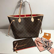 LV Neverfull Shopping Bag M41177 Monogram With Red Size Size: 32 x 29 x 17 cm - 1