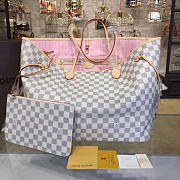 Louis Vuitton Original Neverfull N41605 White Grid With Pink - 2