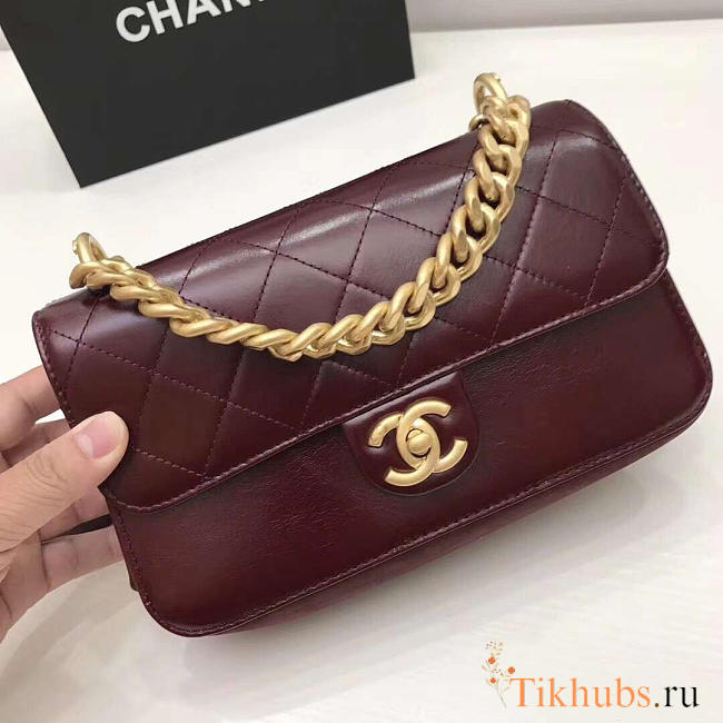 Chanel Flap Bag With Purplish Red - 1