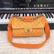  Chanel Original Large Cowskin Flap Bag With Orange 26cm - 1