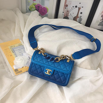 Chanel Original Small Cowskin Flap Bag With Blue