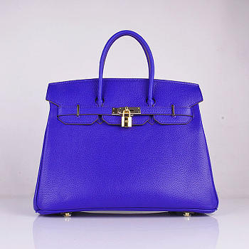 Hermes Original Togo Leather Birkin 30cm Bag In Blue