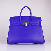 Hermes Original Togo Leather Birkin 30cm Bag In Blue - 3