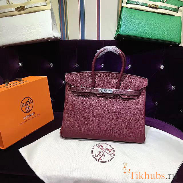 Hermes Original Togo Leather Birkin 30cm Bag In Burgundy - 1