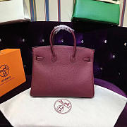 Hermes Original Togo Leather Birkin 30cm Bag In Burgundy - 6