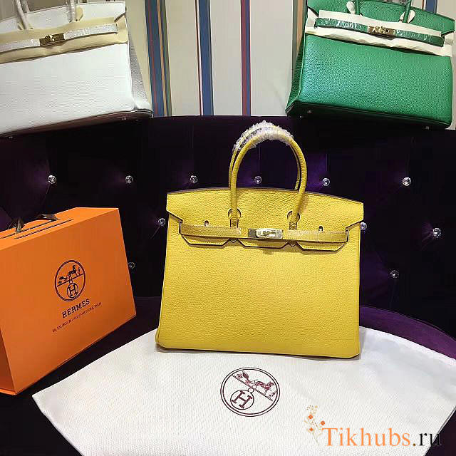  Hermes Original Togo Leather Birkin 30cm Bag In Yellow - 1