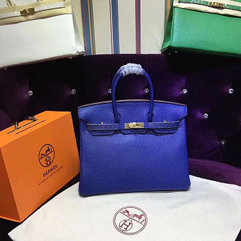 Hermes Original Togo Leather Birkin 30cm Bag In Dark Blue