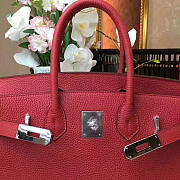 modishbag Hermes Original Togo Leather Birkin 30cm Bag In Wine Red - 4