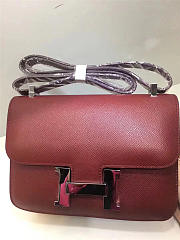 Hermes Epsom Leather Constance Bag In Wine Red - 6