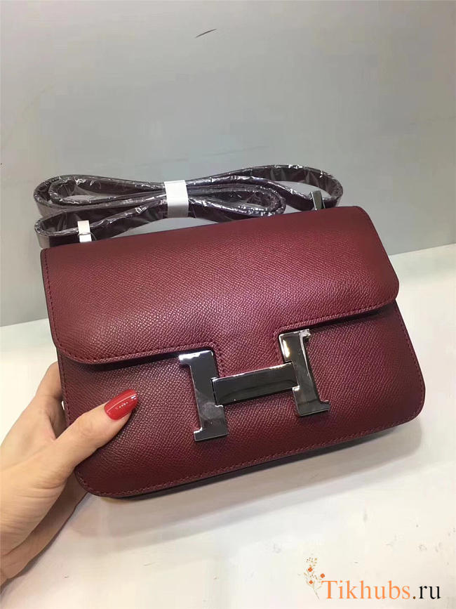 Hermes Epsom Leather Constance Bag In Wine Red - 1