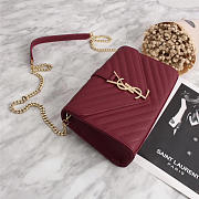 YSL Leather 26cm Shoulder Bag Golden Chain 26596 Wine Red - 5