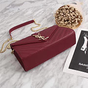 YSL Leather 26cm Shoulder Bag Golden Chain 26596 Wine Red - 4