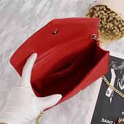 YSL Leather 26cm Shoulder Bag Golden Chain 26596 Red - 2