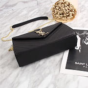 YSL Leather 26cm Shoulder Bag Golden Chain 26596 Black - 6