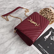 YSL Original Leather 26cm Shoulder Bag Golden Chain 26595 Wine Red - 5