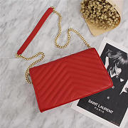  YSL Original Leather 26cm Shoulder Bag Golden Chain 26595 Red - 6