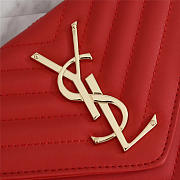  YSL Original Leather 26cm Shoulder Bag Golden Chain 26595 Red - 5