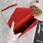  YSL Original Leather 26cm Shoulder Bag Golden Chain 26595 Red - 4