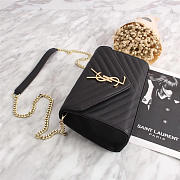 YSL Original Leather 26cm Shoulder Bag Golden Chain 26595 Black - 2