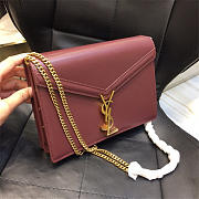 YSL 532750 Cassandra Monogram Clasp Smooth Leather Bag Wine Red - 3