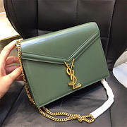 YSL 532750 Cassandra Monogram Clasp Smooth Leather Bag Green - 3