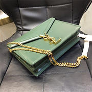 YSL 532750 Cassandra Monogram Clasp Smooth Leather Bag Green - 5