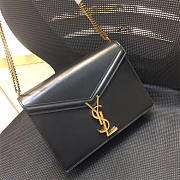 YSL 532750 Cassandra Monogram Clasp Smooth Leather Bag Black - 1