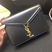 YSL 532750 Cassandra Monogram Clasp Smooth Leather Bag Black - 6