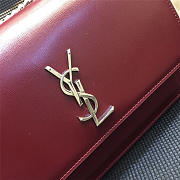 YSL Monogram Sunset Leather Crossbody Bag 442906 Red With Silver Hardware - 4