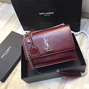 YSL Monogram Sunset Leather Crossbody Bag 442906 Red With Silver Hardware - 6