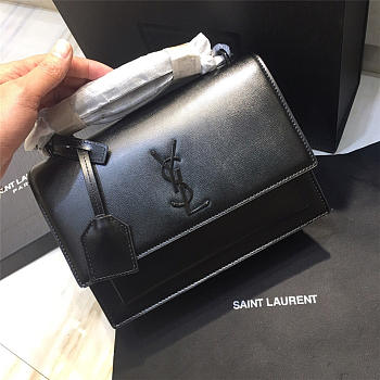 YSL Monogram Sunset Leather Crossbody Bag 442906 Black