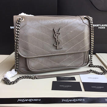 YSL Monogram Shoulder Bag In Gray