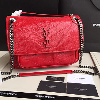 YSL Monogram Shoulder Bag In Red