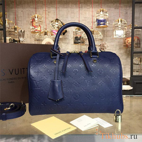 LV Speedy Bag With Wine Blue 30cm - 1