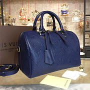 LV Speedy Bag With Wine Blue 30cm - 6