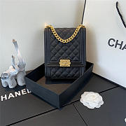 Chanel Boy Hangbag Calfskin Black With Gold Hardware AS0130 - 1