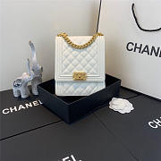 Chanel Boy Hangbag Calfskin White With Gold Hardware AS0130 - 1