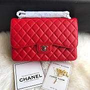 Chanel Caviar Flap Bag In Red 30cm With Silver Hardware - 1