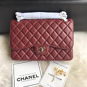 Chanel Caviar Flap Bag In Wine Red 30cm With Silver Hardware - 2