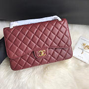 Chanel Caviar Flap Bag In Wine Red 30cm With Gold Hardware - 5