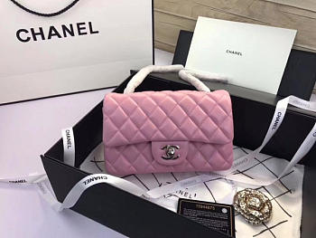 Chanel Flap Bag Lambskin Pink With Silver Hardware 20CM