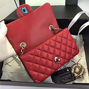  Chanel Flap Bag Lambskin Red With Silver Hardware 20CM - 2