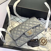 Chanel Flap Bag Lambskin Gray With Gold Hardware 20CM - 2