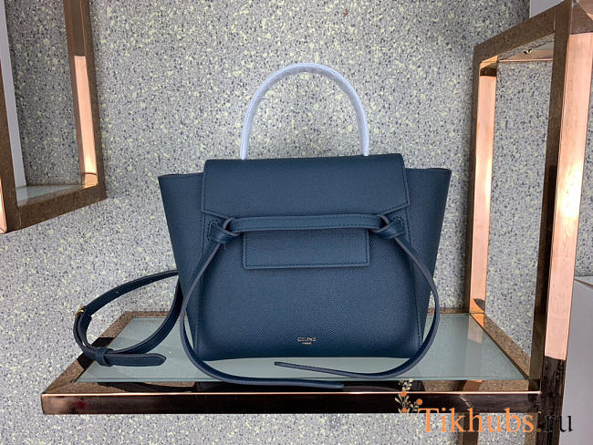 Celine Micro Belt Bag In Grained Calfskin With Dark Blue 20cm 175519 - 1