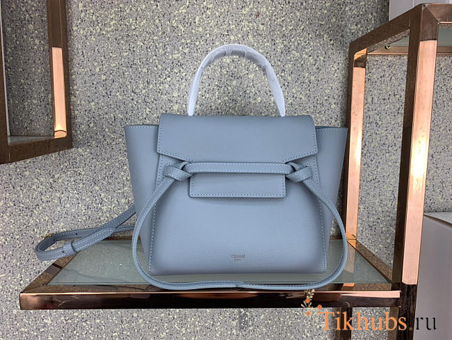 Celine Micro Belt Bag In Grained Calfskin With Light Blue 20cm 175519 - 1