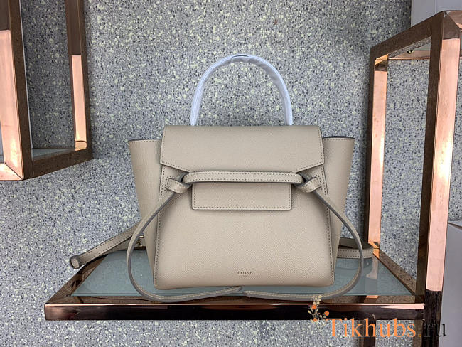  Celine Micro Belt Bag In Grained Calfskin With Khaki 20cm 175519 - 1