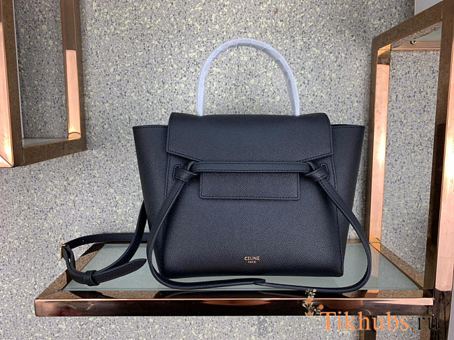 Celine Micro Belt Bag In Grained Calfskin With Black 20cm 175519 - 1